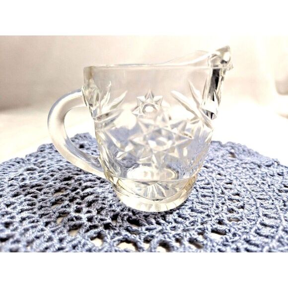 Anchor Hocking Glass Creamer Prescut Star of David Starburst Pitcher VTG 3.5-in - Picture 1 of 7